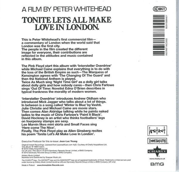 Various ‎– Tonite Let's All Make Love In London (1968) - New CD Album 2021 Instant UK Import - Soundtrack - Shuga Records
