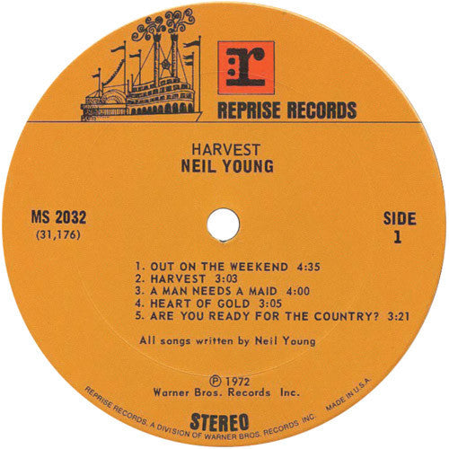 Neil Young ‎– Harvest - VG Lp Record 1972 Reprise USA Vinyl, Textured Sleeve, Insert & Inner Sleeve - Classic Rock / Folk Rock