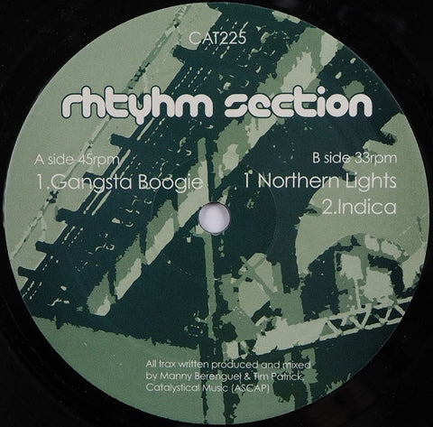 Rhythm Section - Gangsta Boogie - New 12" Single Record 2003 Catalyst Vinyl - Chicago House