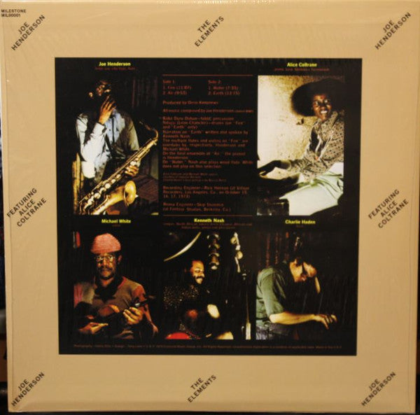 Joe Henderson featuring Alice Coltrane ‎– The Elements (1974) - New LP Record 2017 Milestone Jazz Dispensary USA 180 gram Vinyl - Jazz / Post-Bop / Modal / Fusion - Shuga Records