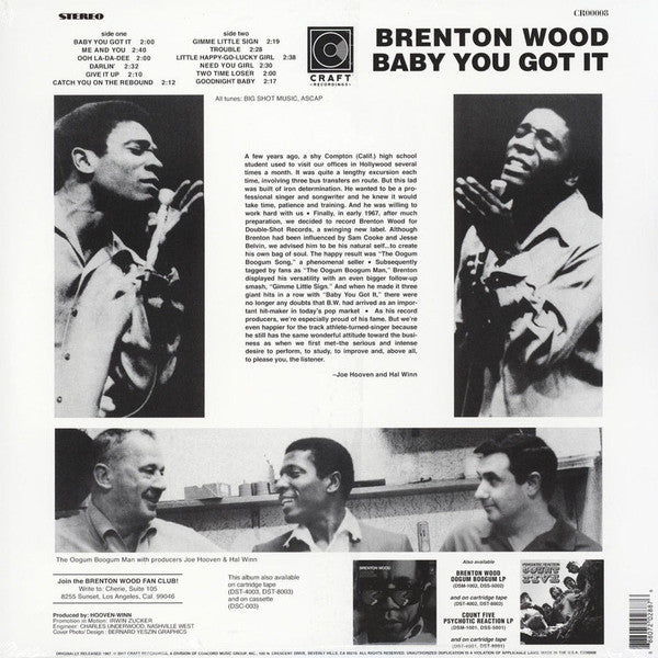 Brenton Wood ‎– Baby You Got It (1967) - New LP Record 2017 Craft Recordings Vinyl - Soul / Funk