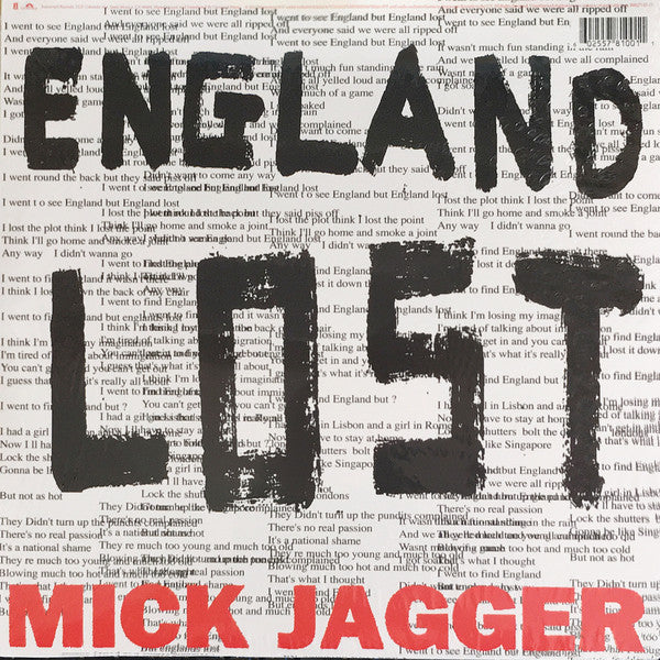 Mick Jagger ‎– Gotta Get A Grip / England Lost - New Vinyl Record 2017 Interscope 12" Single - Rock (FU: Rolling Stones)