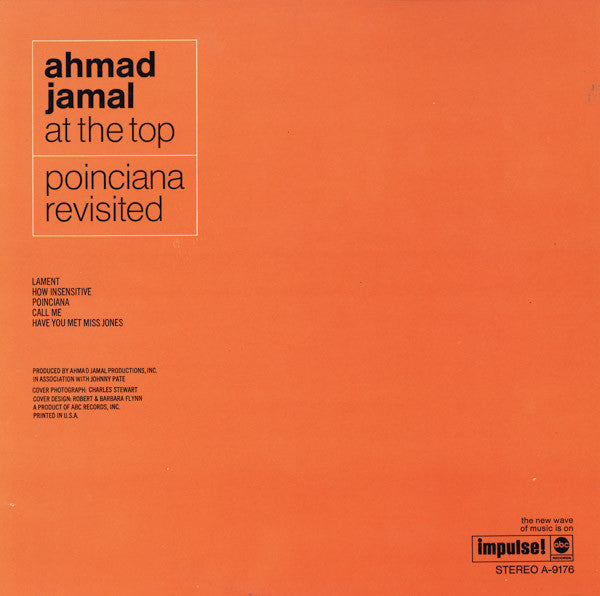Ahmad Jamal – At The Top: Poinciana Revisited - VG+ LP Record 1969 Impulse! Capitol Record Club USA Stereo Vinyl - Jazz / Modal / Cool Jazz - Shuga Records