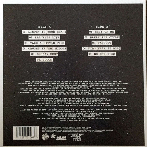 Starsailor ‎– All This Life - New LP Record 2017 Cooking Vinyl Europe Import Vinyl - Brit Pop - Shuga Records