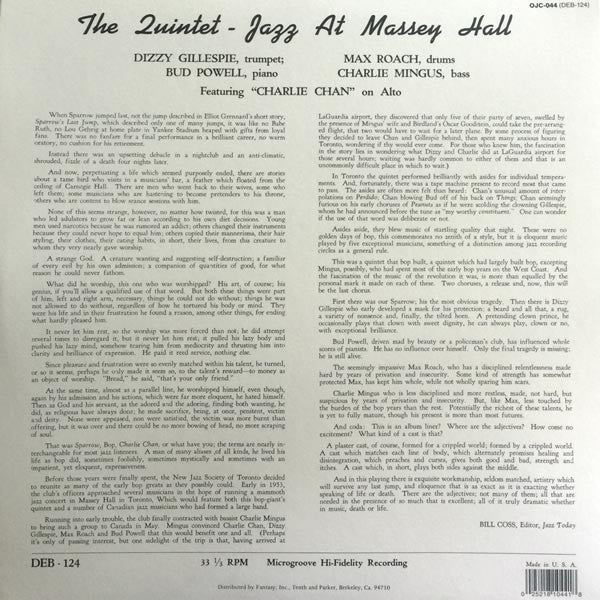 The Quintet - Jazz At Massey Hall (1956) - New LP Record 2015 Debut Original Jazz Classics Vinyl - Jazz / Bop - Shuga Records