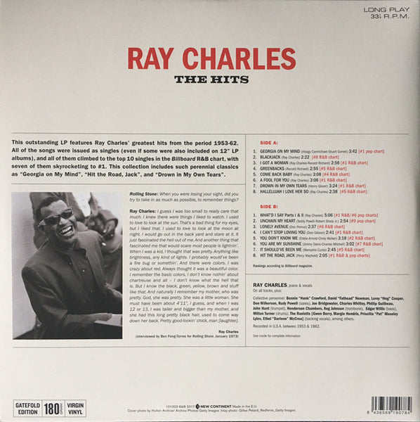 Ray Charles ‎– The Hits - New LP Record 2017 New Continent Europe Import 180 gram Vinyl - Rhythm & Blues / Soul - Shuga Records