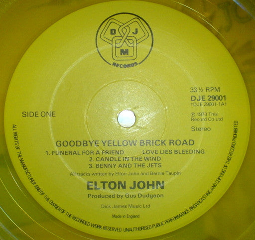 Elton John – Goodbye Yellow Brick Road (1973) - VG+ 2 LP Record 1978 DJM UK Import Yellow Vinyl - Pop Rock / Classic Rock - Shuga Records