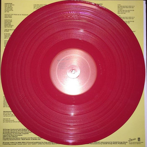 Billie Eilish ‎– Don't Smile At Me - New EP Record 2017 Interscope Darkroom Red Vinyl - Indie Pop