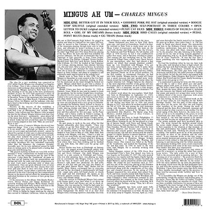 Charles Mingus - Mingus Ah Um (1959) - New 2 Lp Record 2017 DOL Europe Import 180 gram Vinyl - Jazz / Hard Bop