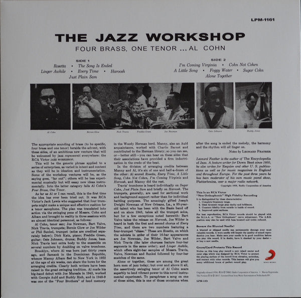 Al Cohn ‎– The Jazz Workshop - Four Brass, One Tenor (1956) - New Lp Record 2017  Speakers Corner Europe Import 180 gram Vinyl - Jazz / Bop