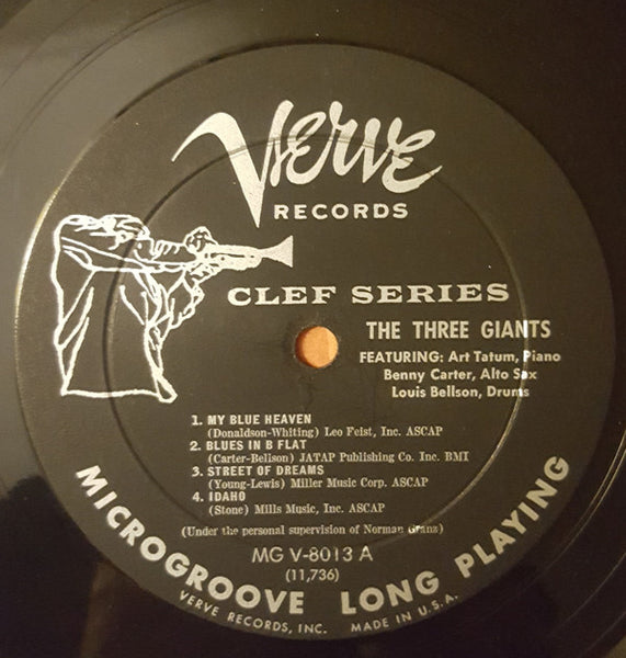 Art Tatum / Benny Carter / Louis Bellson - The Three Giants (1955)- VG+ LP Record 1957 Verve USA Mono Vinyl - Jazz / Swing
