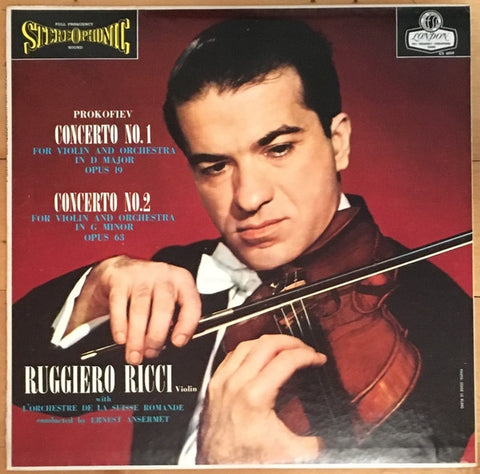 Ruggiero Ricci & Ernest Ansermet– Prokofiev Violin Concerti Nos. 1 And 2 (1958) - Mint- LP Record 1960s London UK Vinyl - Classical