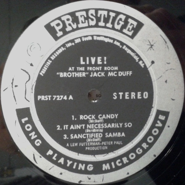 Brother Jack McDuff – Live! - VG LP Record (No Original Cover) 1963 Prestige USA Stereo Vinyl - Jazz / Soul-Jazz - Shuga Records