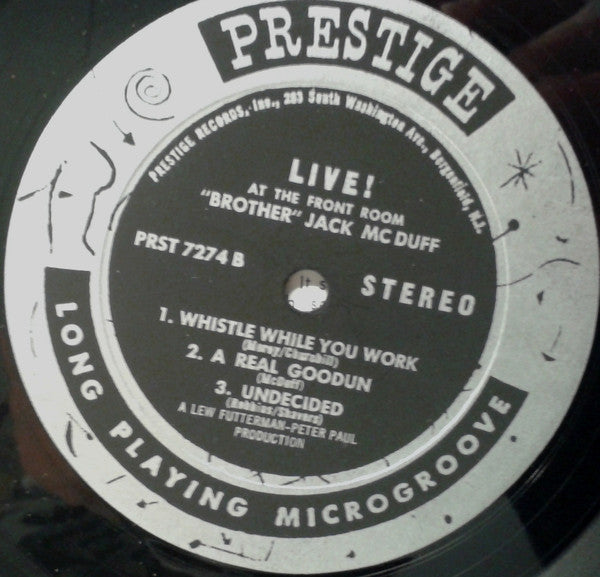 Brother Jack McDuff – Live! - VG LP Record (No Original Cover) 1963 Prestige USA Stereo Vinyl - Jazz / Soul-Jazz - Shuga Records
