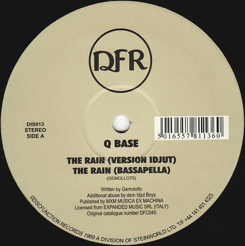 Q Base – The Rain - New 12" Single Record 1999 Discfunction UK Vinyl - Deep House