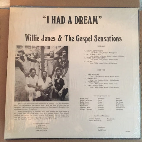 Willie Jones & The Gospel Sensations – I Had A Dream - VG LP Record 1980 Private Press Richmond VA USA Vinyl - Soul / Gospel