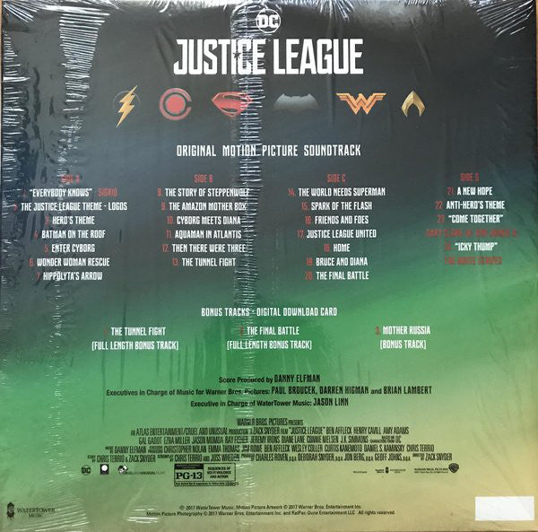 Danny Elfman ‎– Justice League (Original Motion Picture) - New 2 Lp Record 2018 WaterTower USA Silver Vinyl - Soundtrack
