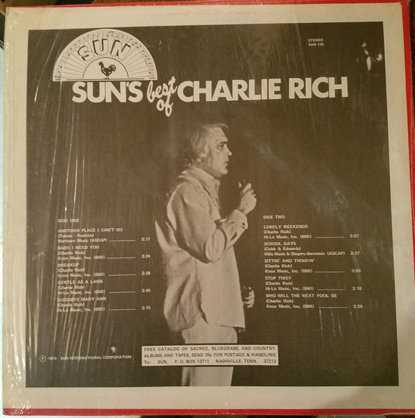Charlie Rich ‎– Sun's Best Of Charlie Rich - New LP Record 1974 Sun USA Vinyl - Country / Country Rock - Shuga Records