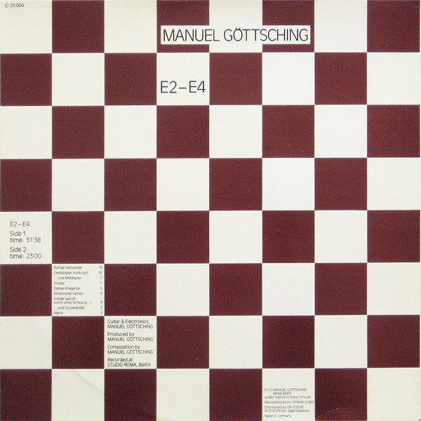 Manuel Göttsching – E2-E4 - Mint- LP Record 1984 Inteam GmbH Germnay Vinyl & Embossed Cover - Electronic / Minimal / Ambient - Shuga Records
