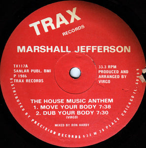 Marshall Jefferson ‎– The House Music Anthem - VG+ 12" Single Record 1986 Trax USA Vinyl - Chicago House