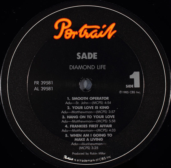 Sade - Diamond Life (1984) - VG+ LP Record 1985 Portrait USA Vinyl - Soul / Smooth Jazz / Soul-Jazz - Shuga Records