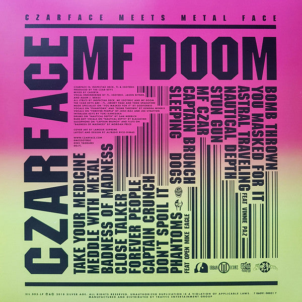 Czarface & MF Doom ‎– Czarface Meets Metal Face - New LP Record 2018 Silver Age USA Black Vinyl - Hip Hop - Shuga Records