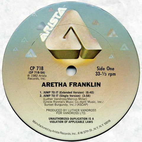 Aretha Franklin – Jump To It - Mint- 12" 1982 USA - Soul/Disco