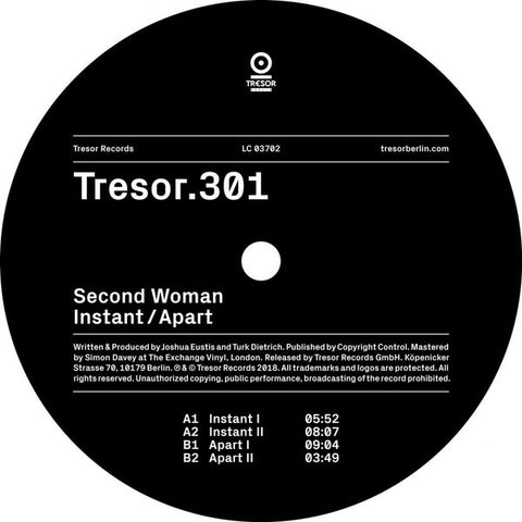Second Woman – Instant / Apart - New 12" Single Record 2018 Germany Import Tresor Vinyl - Techno / Experimental
