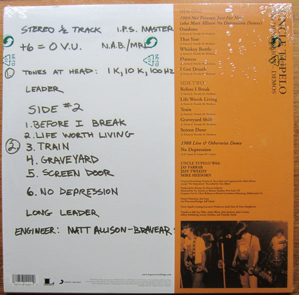 Uncle Tupelo - No Depression- Demos - New LP Record Store Day 2018 Sony Europe Import RSD Vinyl & Download - Alternative Rock / Country Rock - Shuga Records