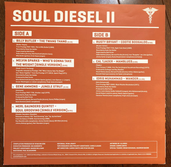 Various ‎– Jazz Dispensary: Soul Diesel II - New LP Record Store Day 2018 Craft Jazz Dispensary USA 180 gram Orange Swirl Vinyl - Jazz-Funk / Soul