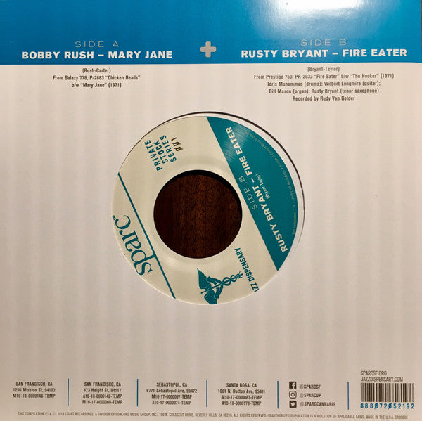 Bobby Rush / Rusty Bryant  – Mary Jane / Fire Eater - Sparc Private Stock Series 001 - New 7" Single Record 2018 Jazz Dispensary USA Vinyl - Funk / Jazz-Funk - Shuga Records