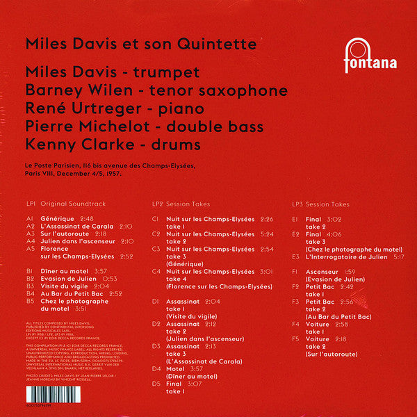 Miles Davis - Ascenseur Pour L'échafaud (1958) - New 3x 10" Record 2018 Fontana Europe Import Vinyl - Jazz / Hard Bop - Shuga Records