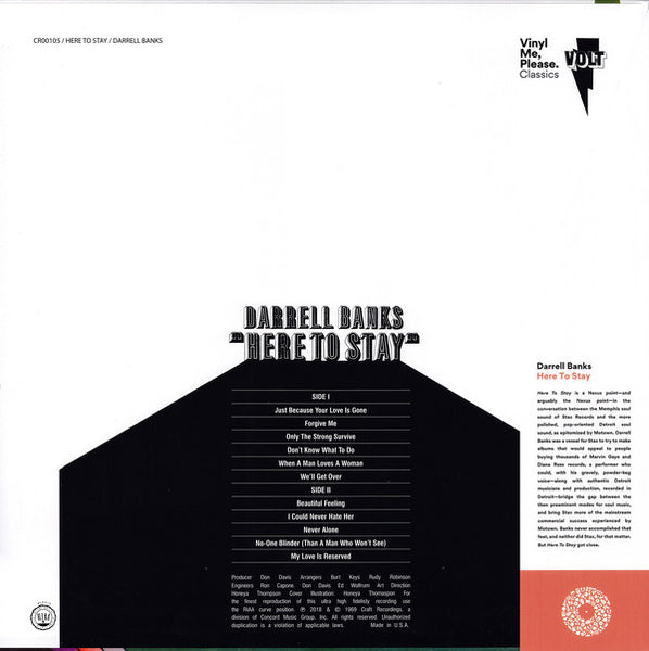 Darrell Banks – Here To Stay - New LP Record 2018 Volt/Vinyl Me, Please 180 gram Vinyl - Soul / Funk - Shuga Records