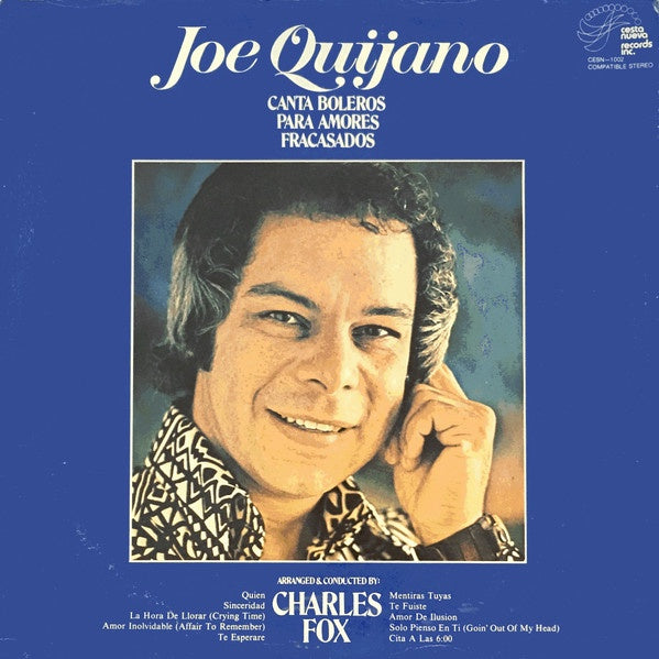 Joe Quijano – Canta Boleros Para Amores Fracasados - VG LP Record 1977 USA Vinyl - Latin / Bolero - Shuga Records
