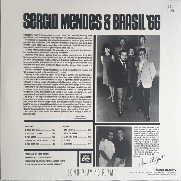 Sérgio Mendes & Brasil '66 ‎– Herb Alpert Presents Sergio Mendes & Brasil '66 (1966) - New LP Record 2018 Audio Clarity Europe Import 180 gram Vinyl - Jazz / Latin Jazz - Shuga Records
