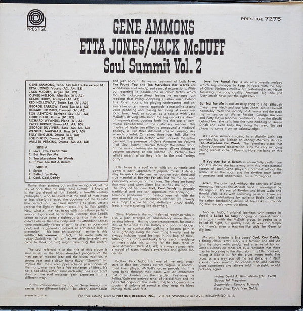 Gene Ammons / Etta Jones / Jack McDuff – Soul Summit Vol. 2 - VG