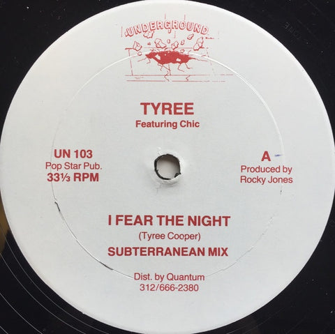 Tyree Featuring Chic – I Fear The Night - VG+ 12" Single Record 1986 Underground USA Vinyl - Chicago House