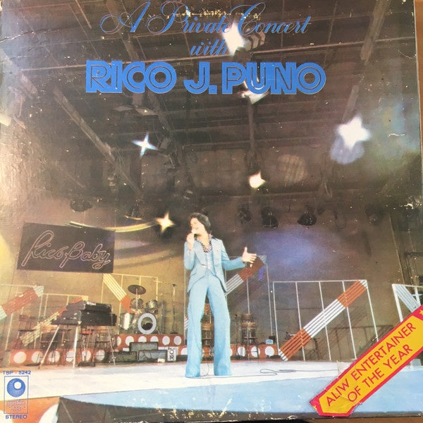 Rico J. Puno - A Private Concert with Rico J. Puno - VG LP Record 1978 Sunshine Philippines Vinyl - Pop - Shuga Records