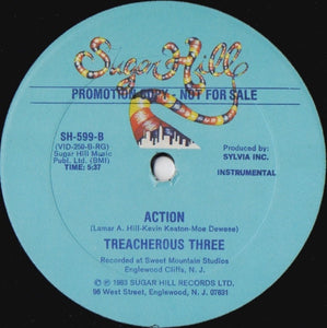 Treacherous Three – Action - VG+ 12" Single Record 1983 Sugar Hill USA Promo Vinyl - Hip Hop