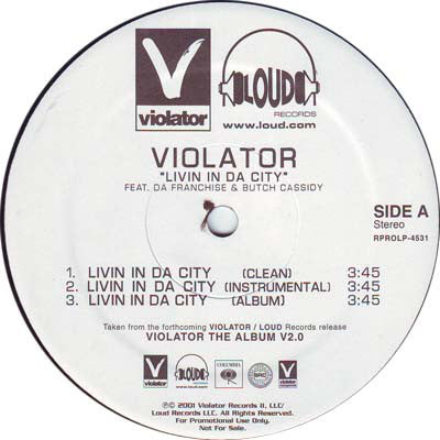 Violator – Livin In Da City / Come Thru - New 12" Single 2001 Violator Promo Vinyl - Hip Hop