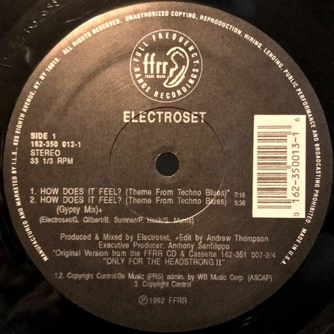 Electroset – How Does It Feel? (Theme From Techno Blues) - VG+ 12" Single Record 1992 ffrr USA Viny - Techno