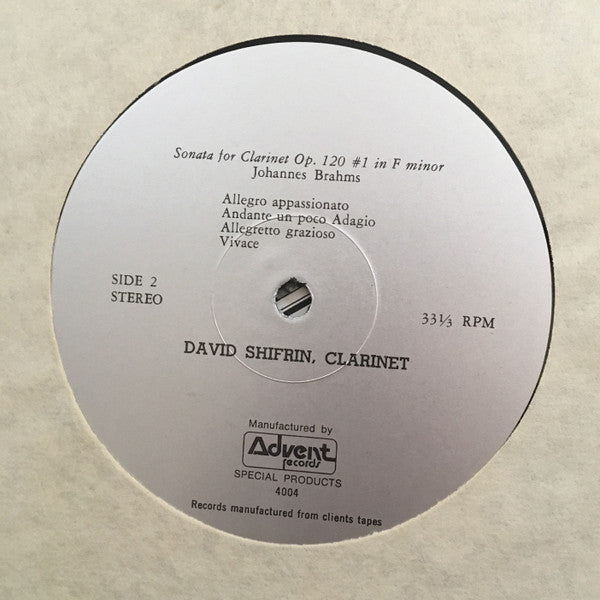 David Shifrin – A David Shifrin Recital - Mint- LP Record 1975 Advent USA Vinyl - Classical - Shuga Records