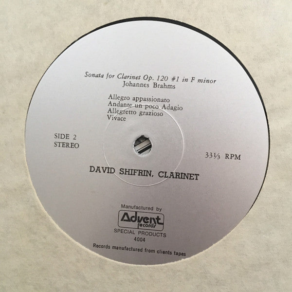 David Shifrin – A David Shifrin Recital - Mint- LP Record 1975 Advent USA Vinyl - Classical