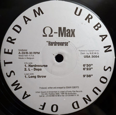 Ω-Max – Hardrevurse - New 12" Singles Record 1997 Urban Sound Of Amsterdam Netherlands Vinyl - Techno