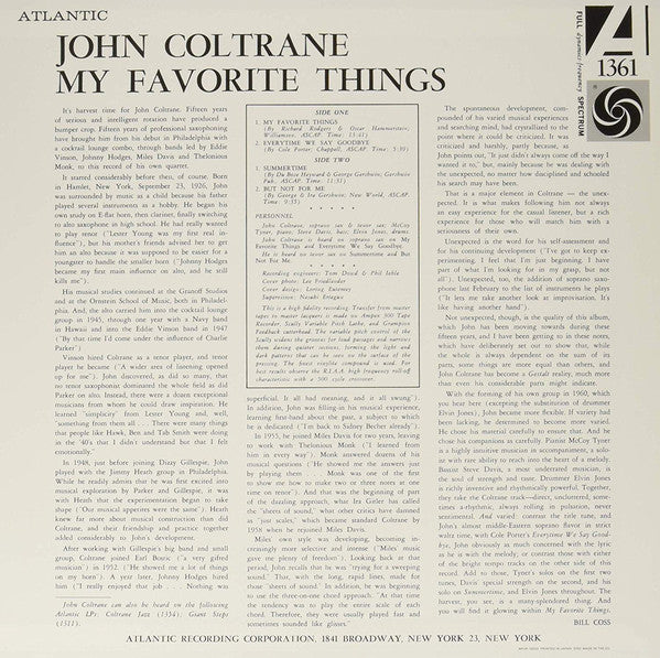 John Coltrane – My Favorite Things (1961) - New LP Record 2018 Atlantic Japan Import Analogue Vinyl - Jazz / Hard Bop / Modal