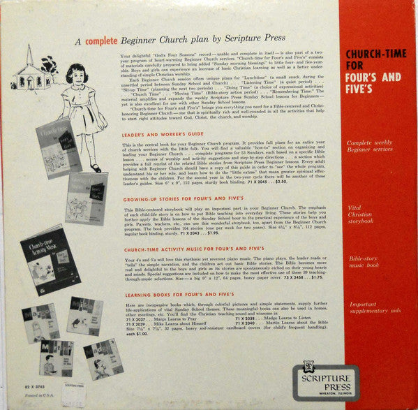 Kerchal Armstrong, Dorothy Lee, Ellen Thompson, Bonnie Hanson, Mary E. LeBar – God's Four Seasons - VG+ LP Record 1960 Scripture Press USA Vinyl & Book - Children's / Educational / Religious / Story - Shuga Records