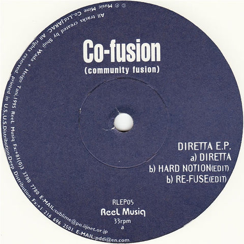 Co-Fusion – Diretta E.P. - Mint- 12" Single Record 1995 Reel Musiq Japan - Breakbeat / Techno / Electro