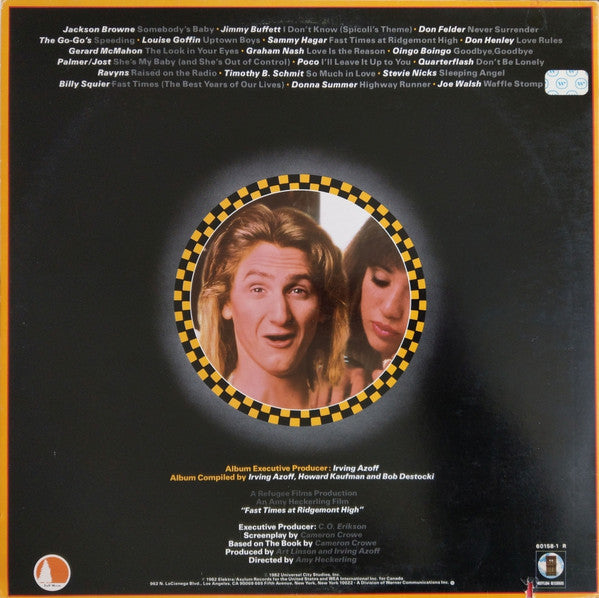 Various – Fast Times At Ridgemont High • Music From The Motion Picture - VG+ 2 LP Record 1982 Asylum Full Moon USA Vinyl - Soundtrack - Shuga Records