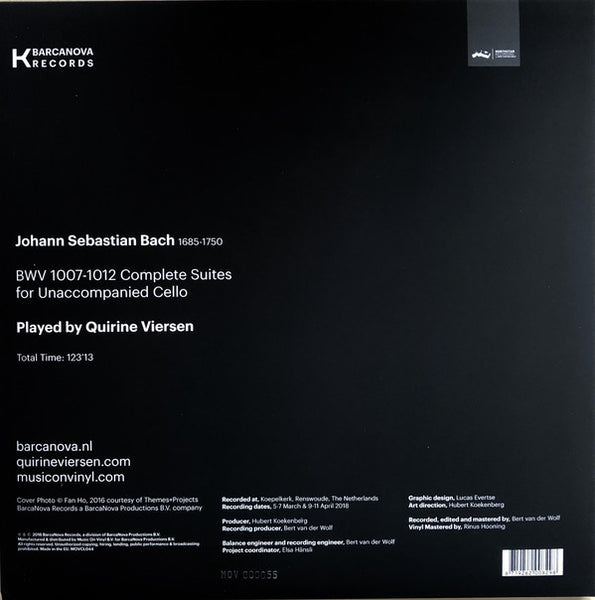 Quirine Viersen ‎– Bach - Complete Suites For Unaccompanied Cello - New 3 LP Record 2018 Music On Vinyl/BarcaNova Europe Import 180 gram Vinyl - Classical - Shuga Records
