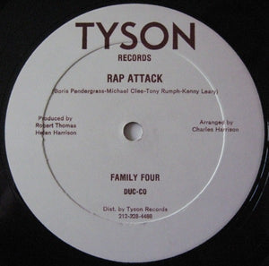Family Four ‎– Rap Attack (1980) - New Vinyl 12" Single USA 1990's Reissue Press - Rare Hip Hop